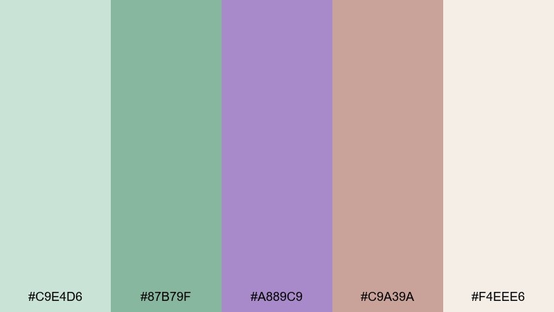 dewy sage purple clay green and lavender combination with hex codes