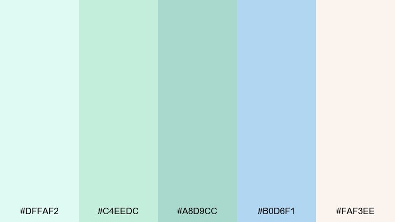 dewy studio pastel blue green color palette with hex codes