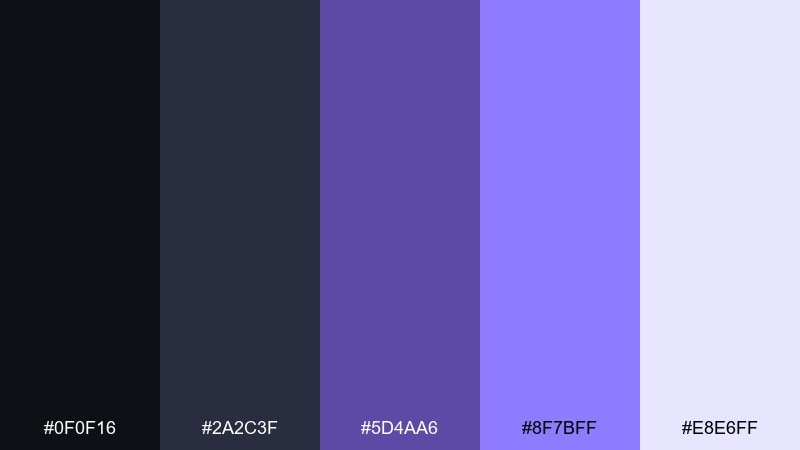 digital violet iris color palette with hex codes