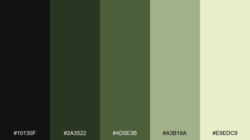 distant rumble olive thunderstorm color palette with hex codes