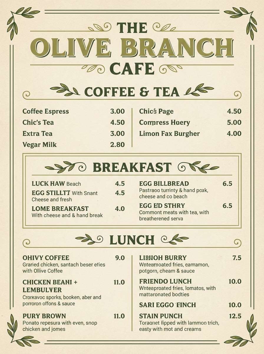 olive vintage cafe menu