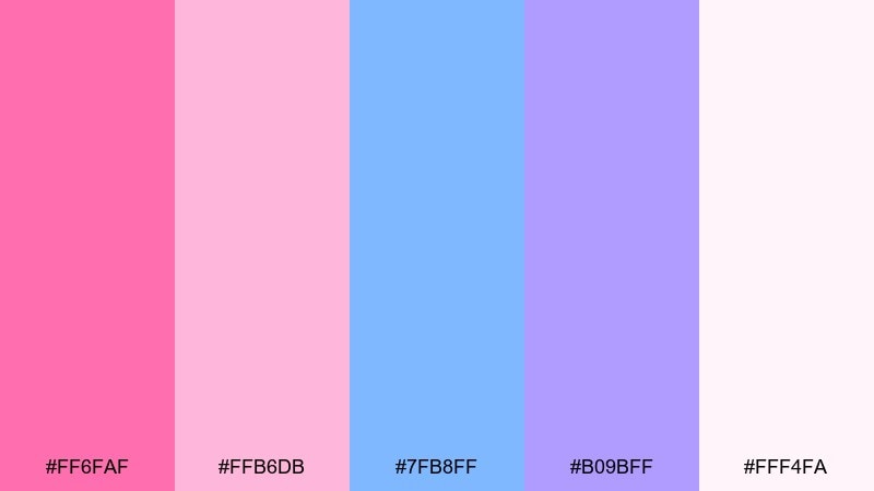 dreamhouse dusk cotton candy color palette with hex codes