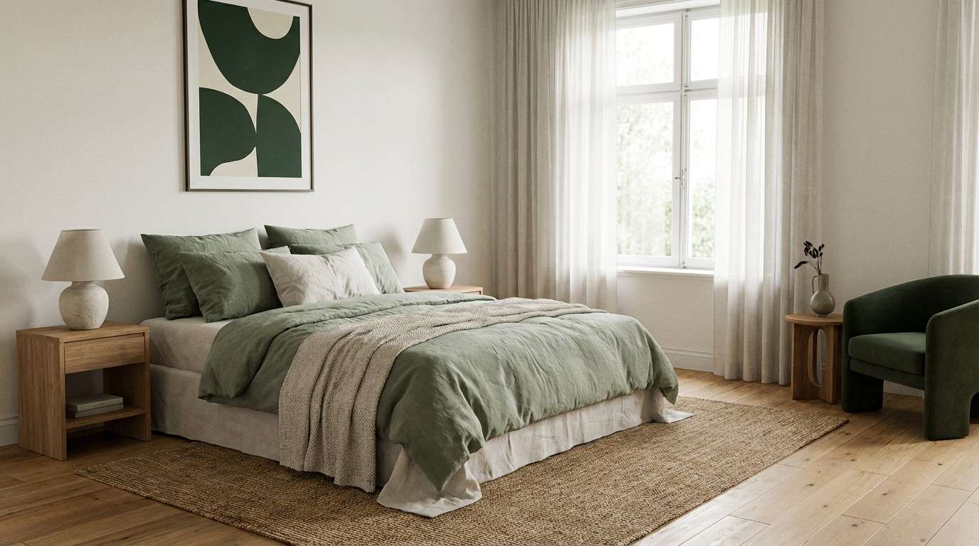 sage bedroom interior render