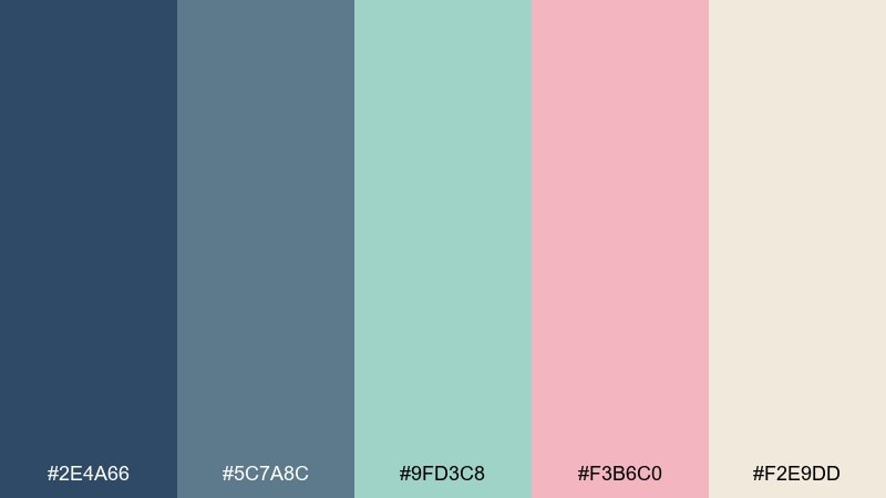 dreamy denim sleeping beauty color palette with hex codes
