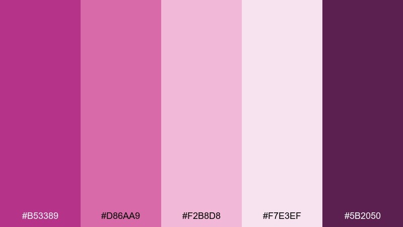dreamy gradient bloom fandango color palette with hex codes
