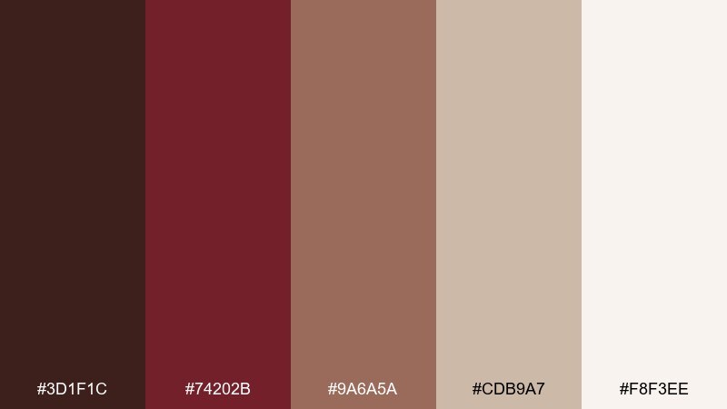 dried cherry neutrals color palette with hex codes