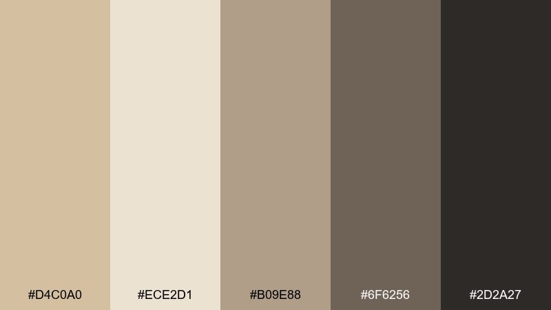 driftwood modern beige sand color palette with hex codes
