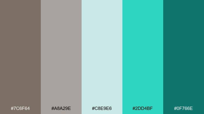 driftwood seafoam tropical island color palette with hex codes