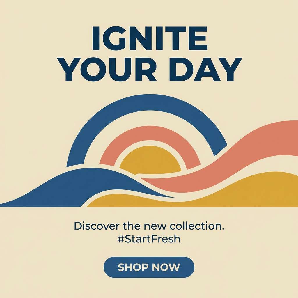 social ad in navy and coral