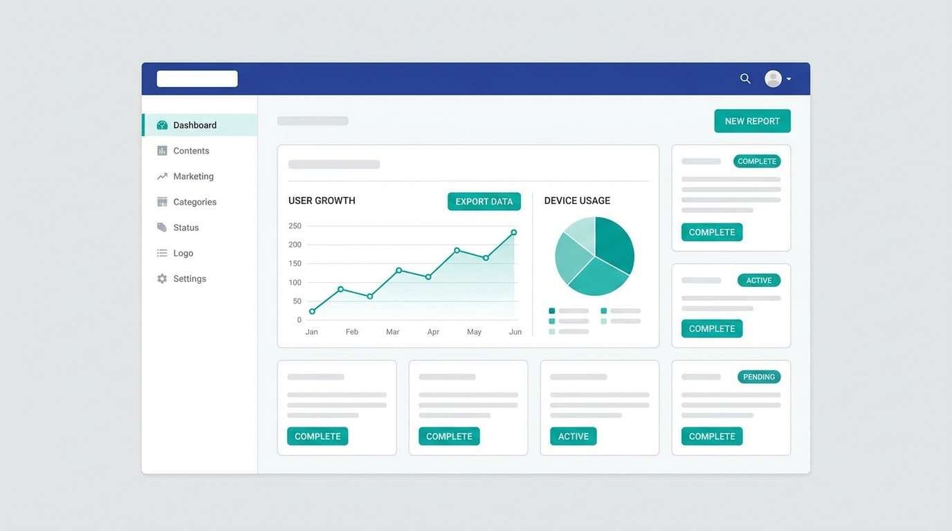 clean dashboard ui in navy