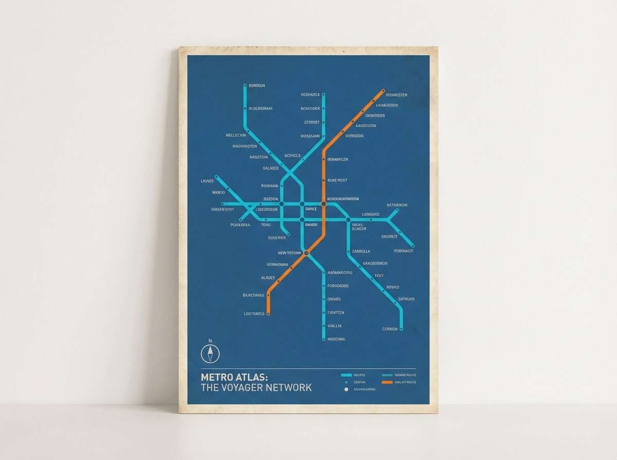 transit map poster in navy
