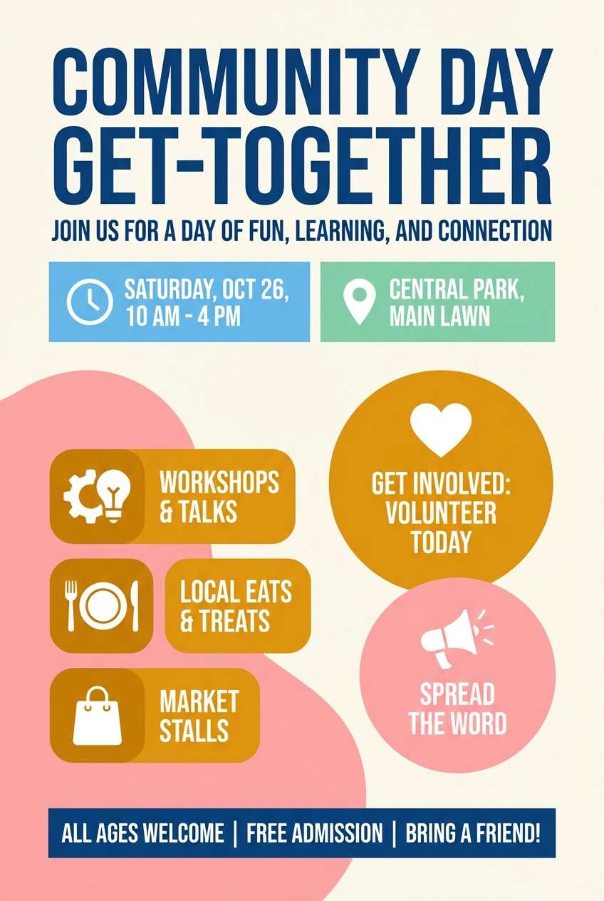 infographic poster in navy and pastels