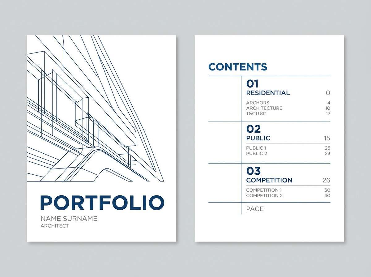 minimal portfolio layout in navy