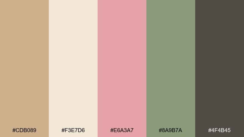 dune blossom color palette with hex codes
