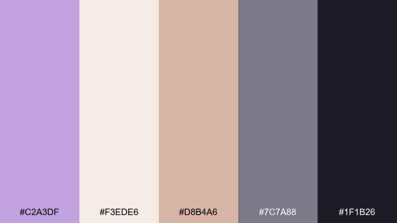 dusk and linen wisteria color palette with hex codes
