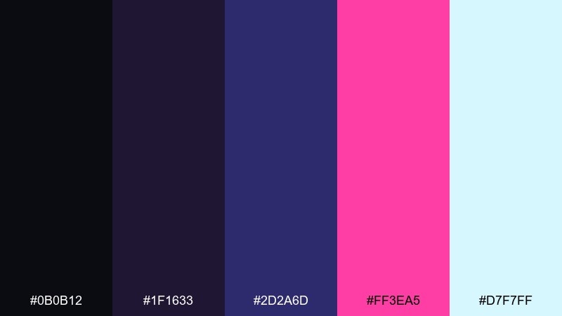 dusk neon color palette with hex codes