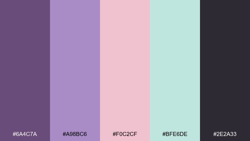 dusk orchid sleeping beauty color palette with hex codes
