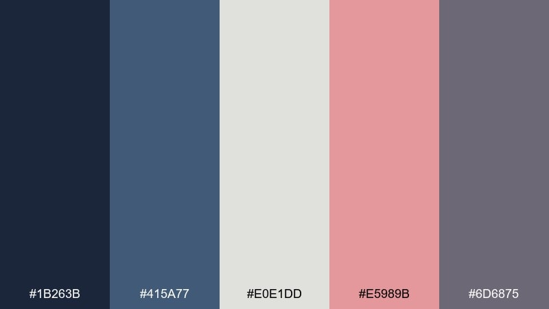 dusk rose navy tarot card color palette with hex codes