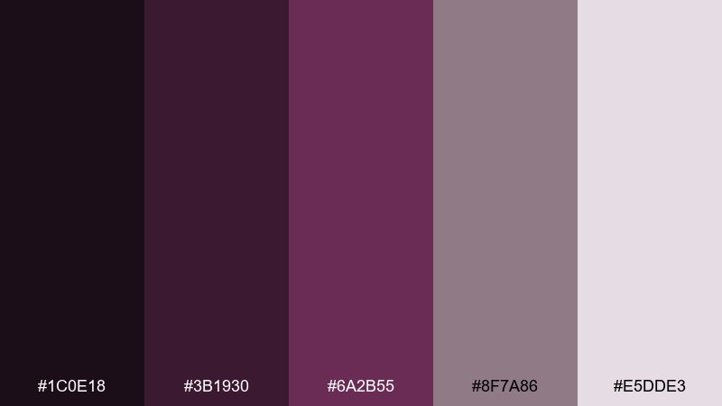 dusky plum smoke vampire color palette with hex codes