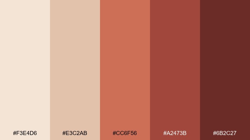 dusted terracotta beige red color palette with hex codes