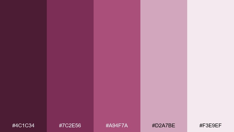 dusty amaranth red violet color palette with hex codes
