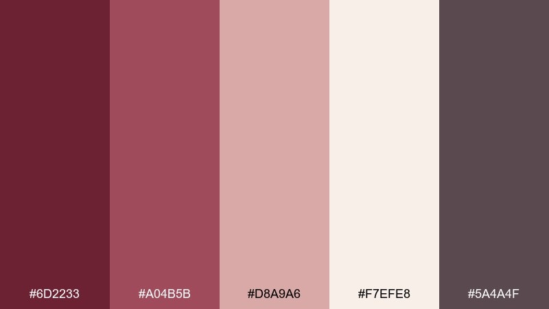 dusty blush pairing wine burgundy color palette with hex codes