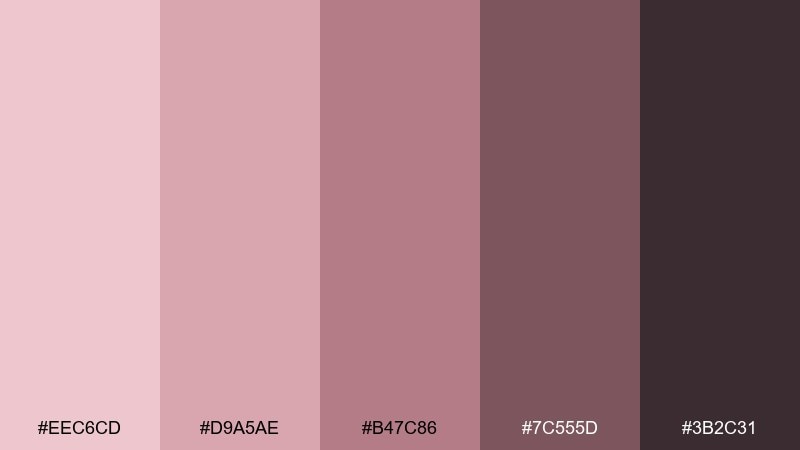 dusty boudoir champagne pink color palette with hex codes
