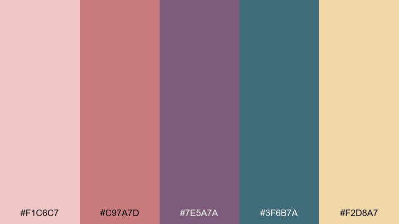 dusty carnival color palette with hex codes
