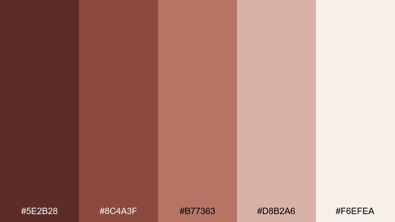 dusty cedar rosewood color palette with hex codes