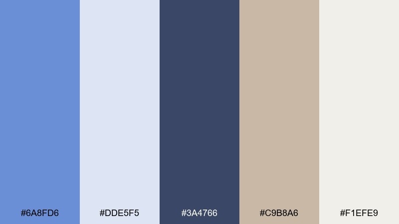 dusty denim cornflower blue color palette with hex codes