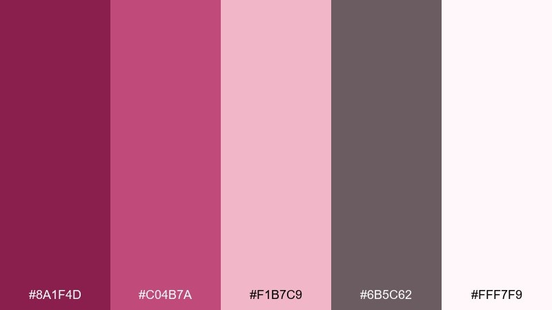 dusty fuchsia vows dark pink color palette with hex codes