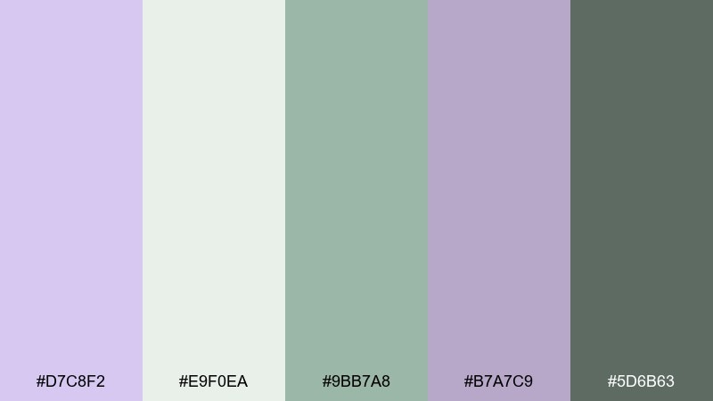 dusty lavender and sage pale lavender color palette with hex codes