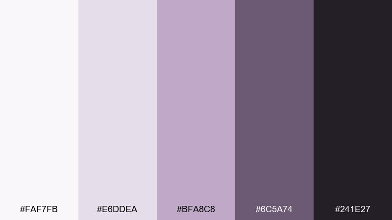 dusty lavender color palette with hex codes