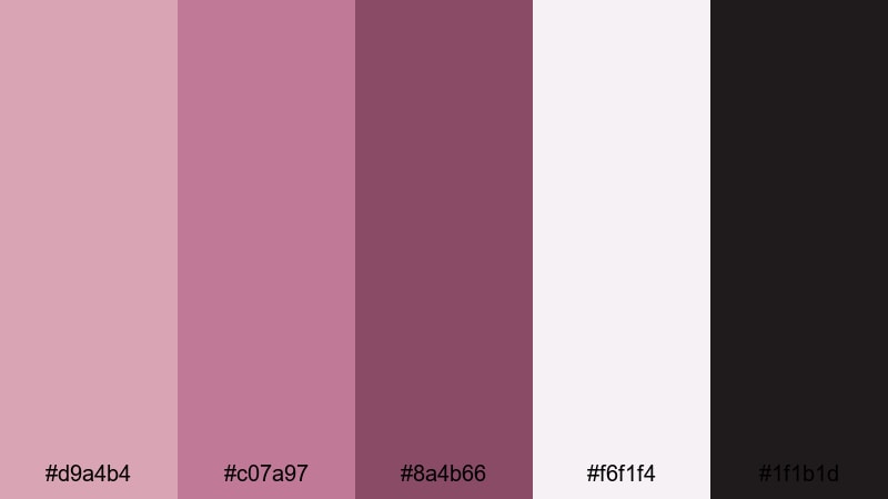 dusty mauve editorial color palette with hex codes
