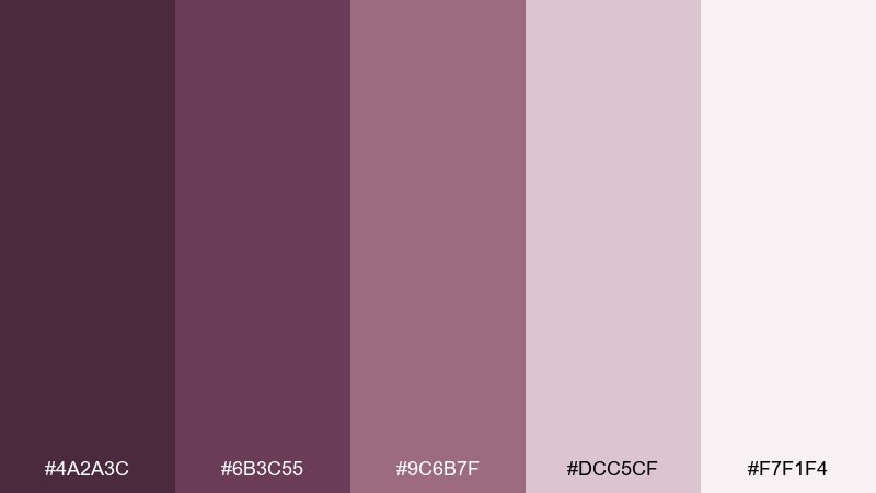 dusty mauve minimal purple plum color palette with hex codes
