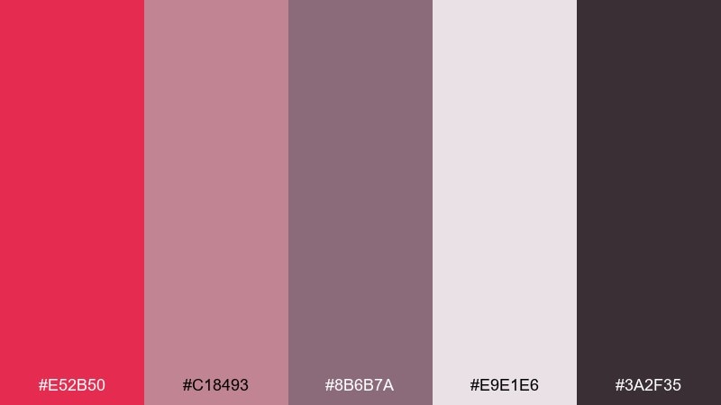 dusty mauve neutrals amaranth color palette with hex codes