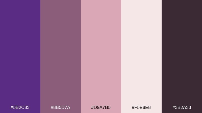 dusty mauve romance royal purple color palette with hex codes