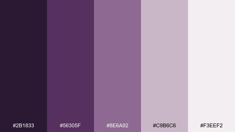 dusty mauve studio amethyst color palette with hex codes