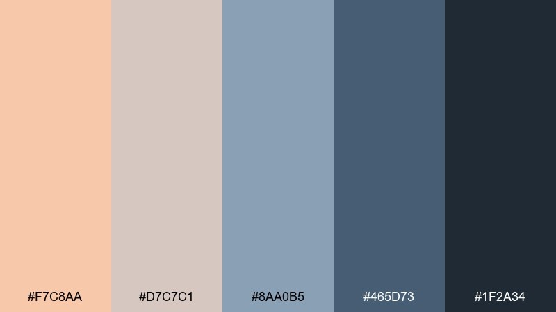 dusty peach denim light apricot color palette with hex codes