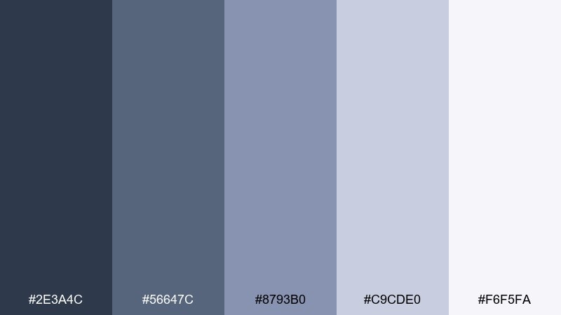 dusty periwinkle color palette with hex codes