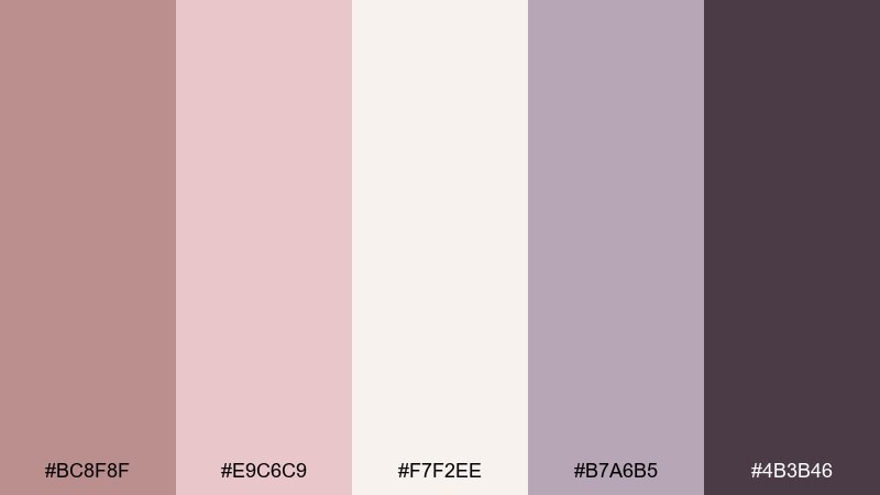 dusty petal rosy brown color palette with hex codes