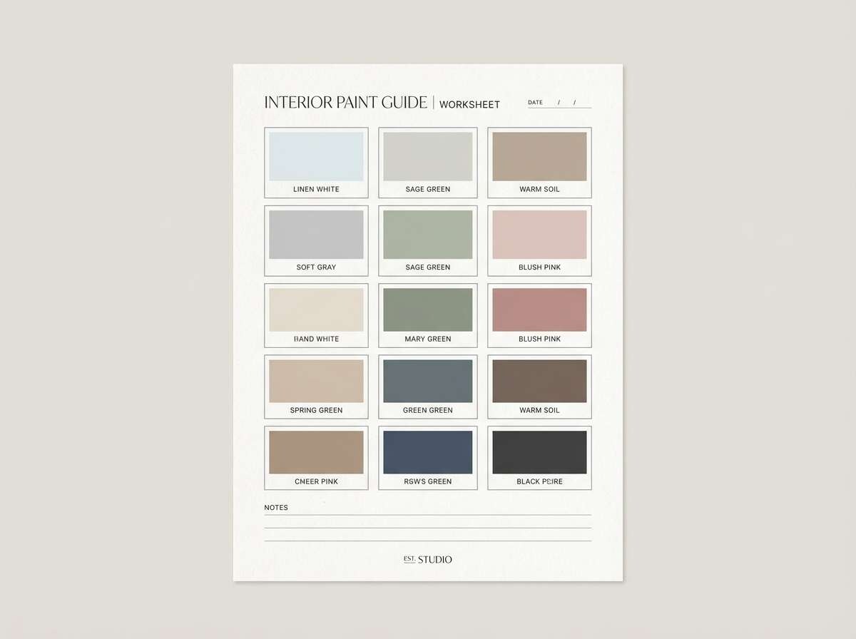 muted paint swatch board