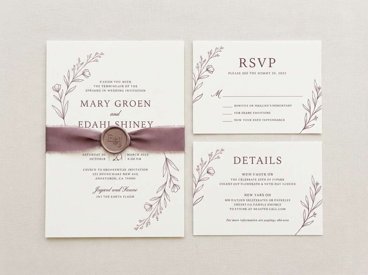 romantic invitation in dusty plum