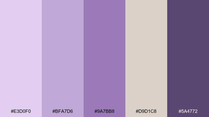 dusty provence lavender purple color palette with hex codes