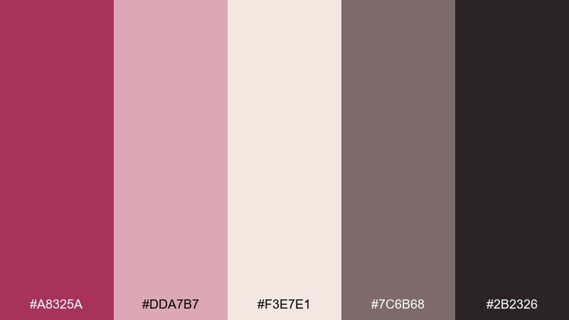 dusty raspberry linen raspberry color palette with hex codes