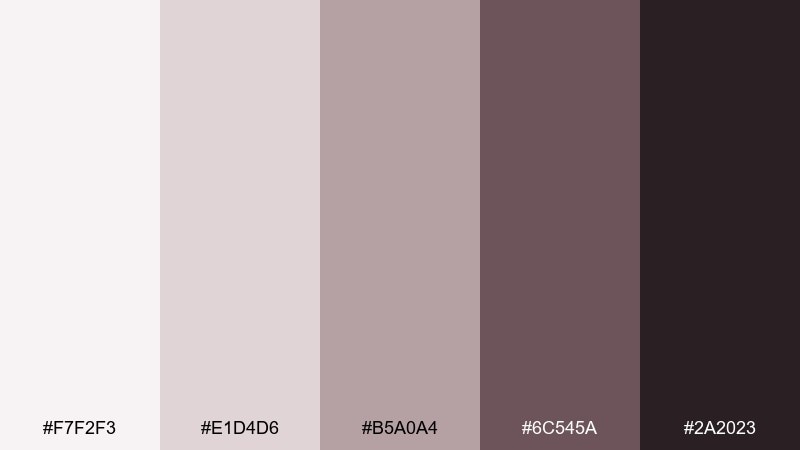 dusty rose ash gray color palette with hex codes