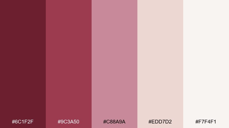 dusty rose chateau red burgundy color palette with hex codes