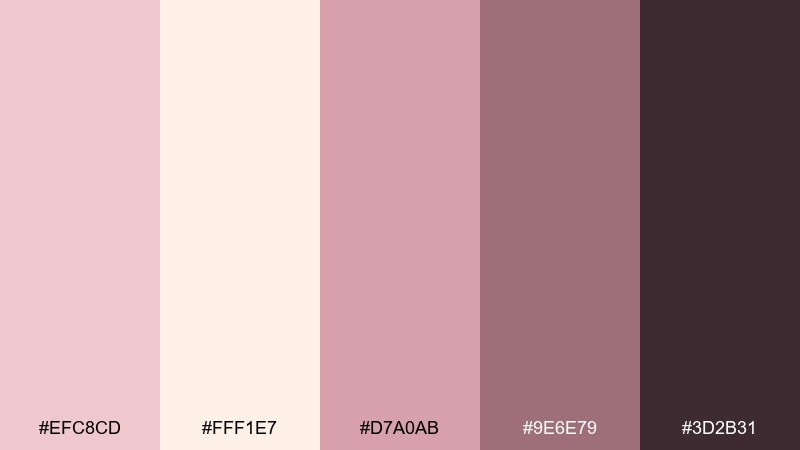 dusty rose concrete pink cream color palette with hex codes