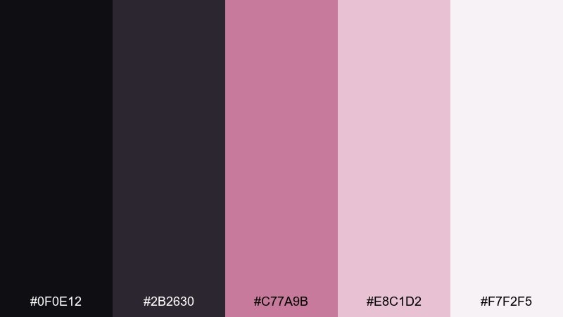 dusty rose ink color palette with hex codes