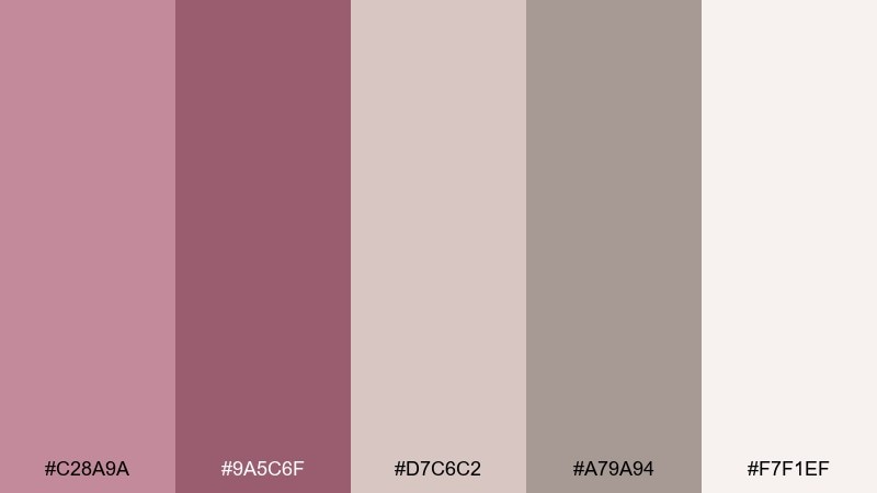 dusty rose mauve taupe wedding color palette with hex codes
